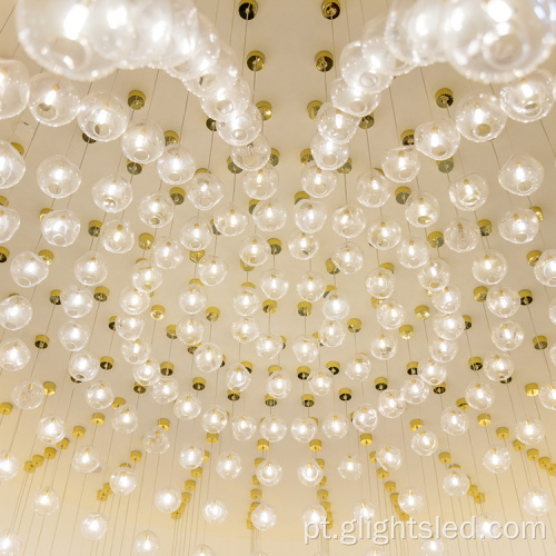 Lâmpada de lustre de luxo de grande projeto de bolha de decoração de hotel